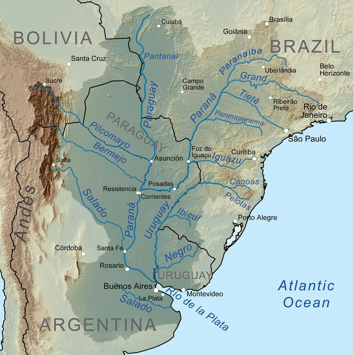 Χάρτης της Παραγουάης ποτάμι