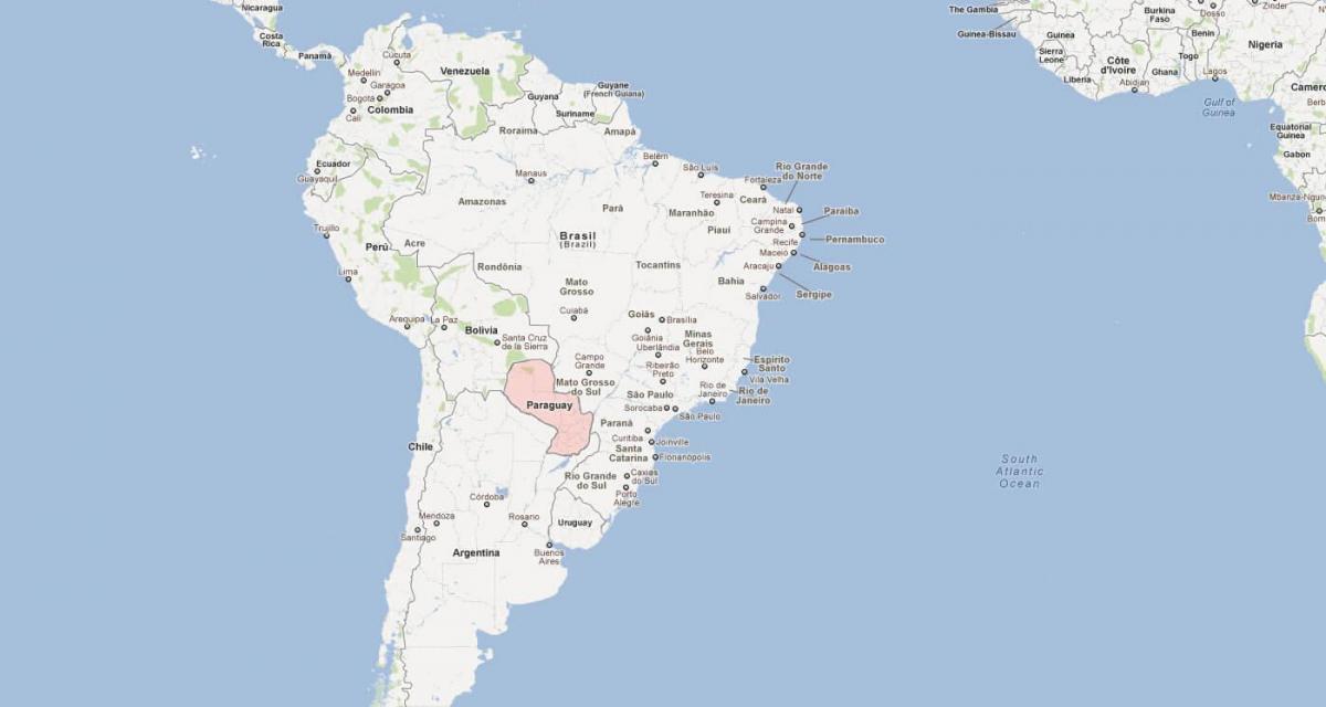Χάρτης της Παραγουάης νότια αμερική